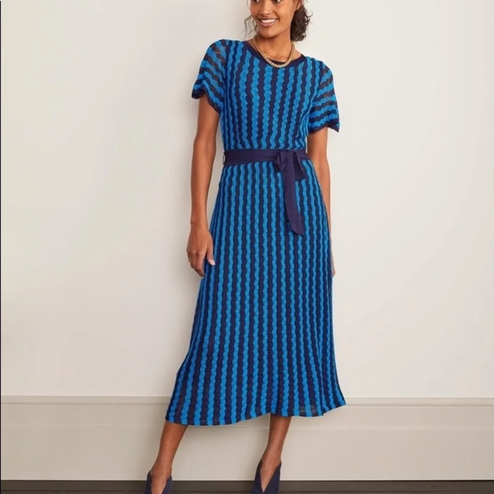 Boden Blue Rowan Pointelle Knitted Dress - Picture 2 of 12